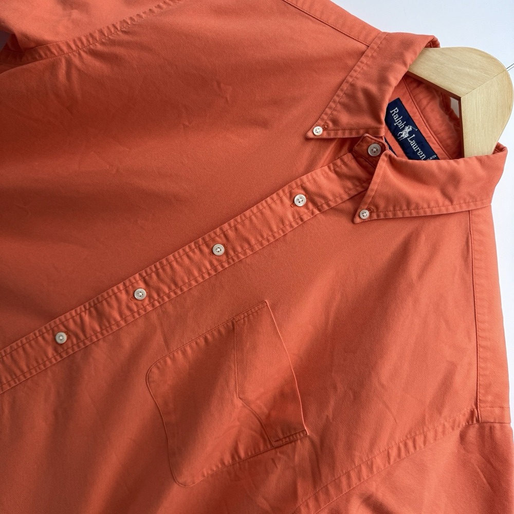 Vintage 90's Polo Ralph Lauren Medium "The Big Oxford" Salmon Orange Fits XL